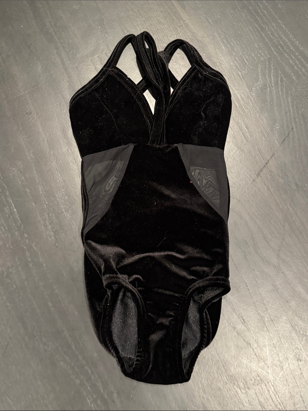 Black Velvet Kids One-Piece Bodysuit with Crisscross Straps - Unbranded